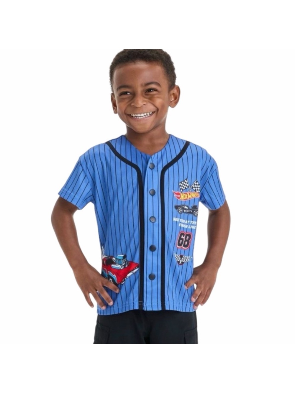 New Hot Wheels Boys Graphic Baseball Jersey Shirt size 4T